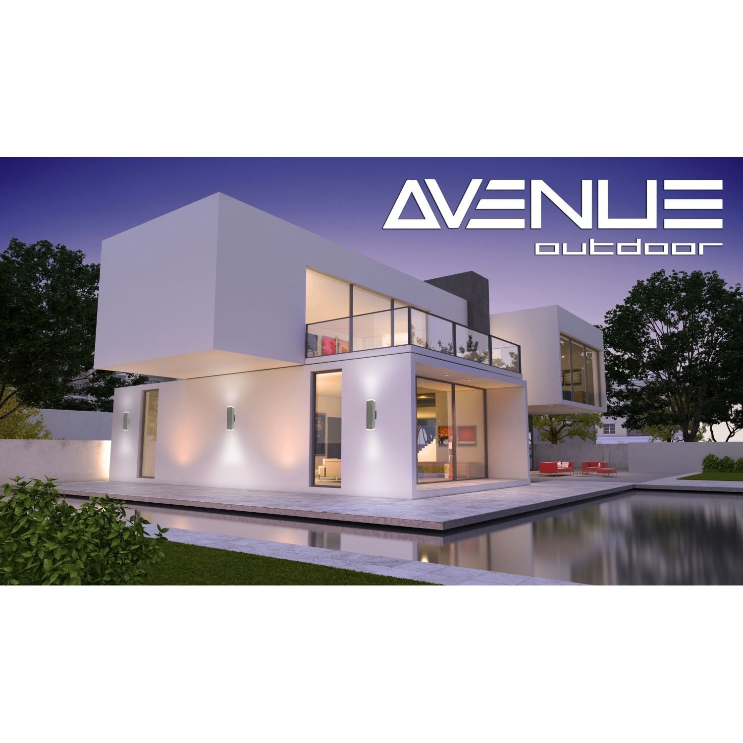 Avenue Outdoor Up/Down LED Wall Sconce AV9893-SLV three-quarter angle — silver body with distinct upper and lower openings for bi-directional light