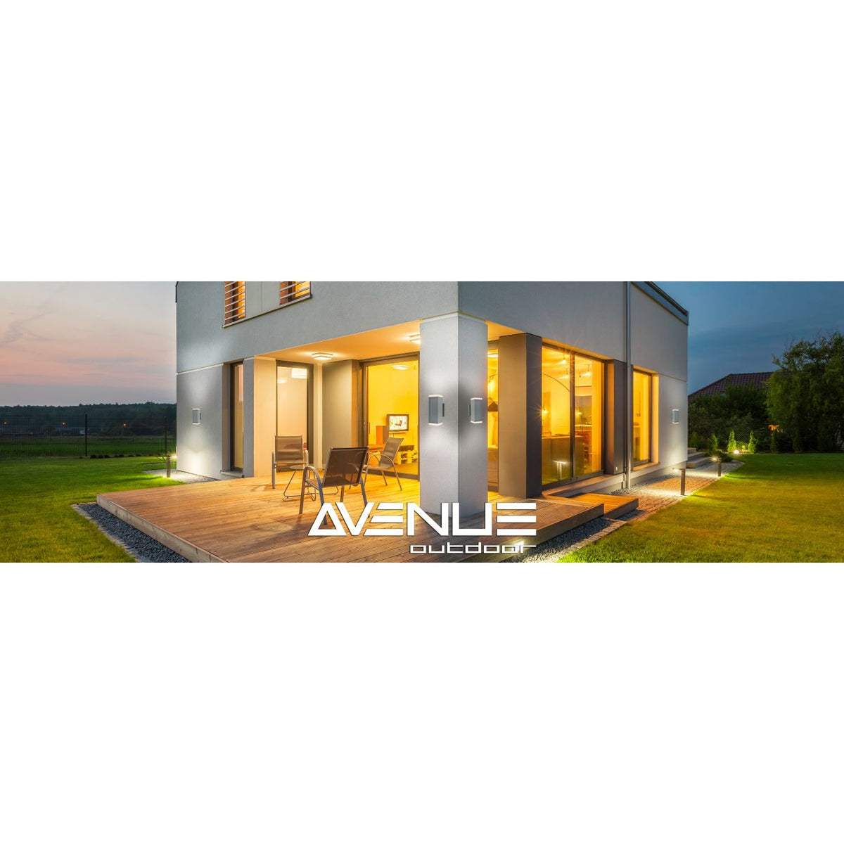 Avenue Outdoor Up/Down LED Wall Sconce AV9894-SLV three-quarter angle — silver body with distinct upper and lower openings for bi-directional light
