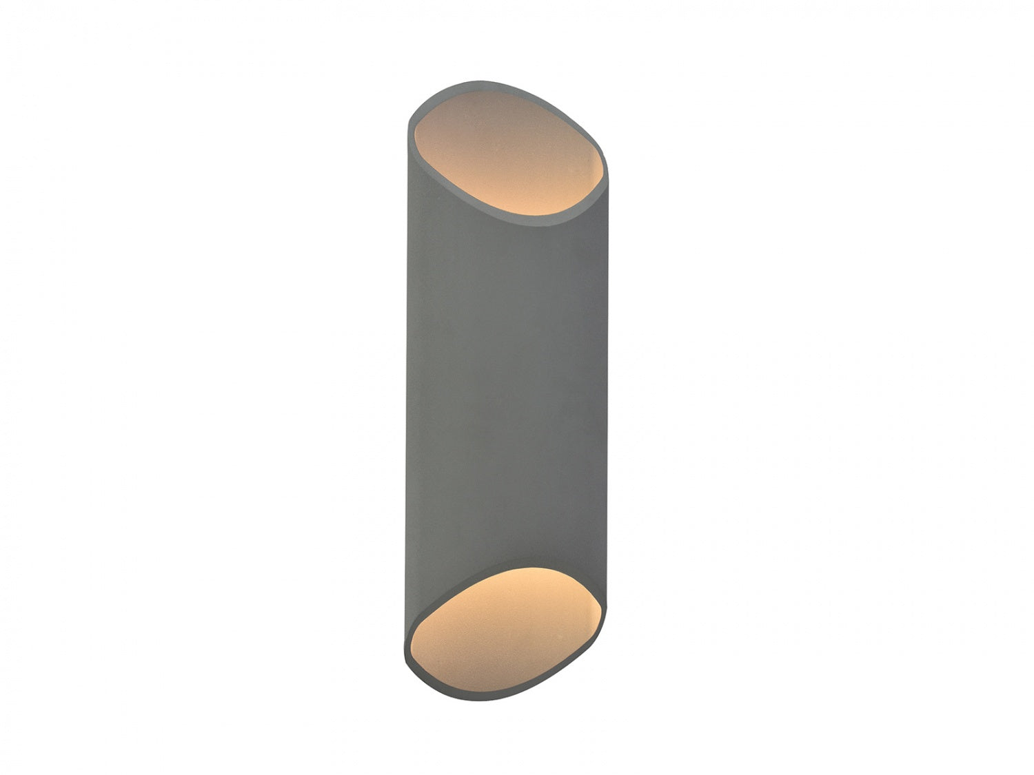 Avenue Cylindrique LED extérieure Murale AV9895-SLV vue de face — Cylindre rond argenté mince de 30,5 cm de hauteur sur fond blanc, diamètre de 17,8 cm