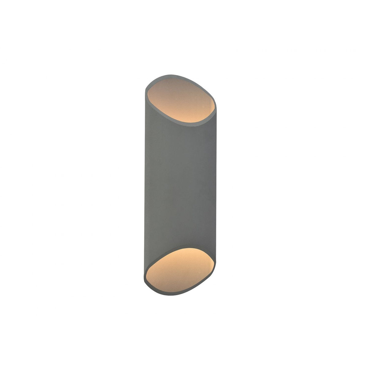 Avenue Cylindrique LED extérieure Murale AV9895-SLV vue de face — Cylindre rond argenté mince de 30,5 cm de hauteur sur fond blanc, diamètre de 17,8 cm