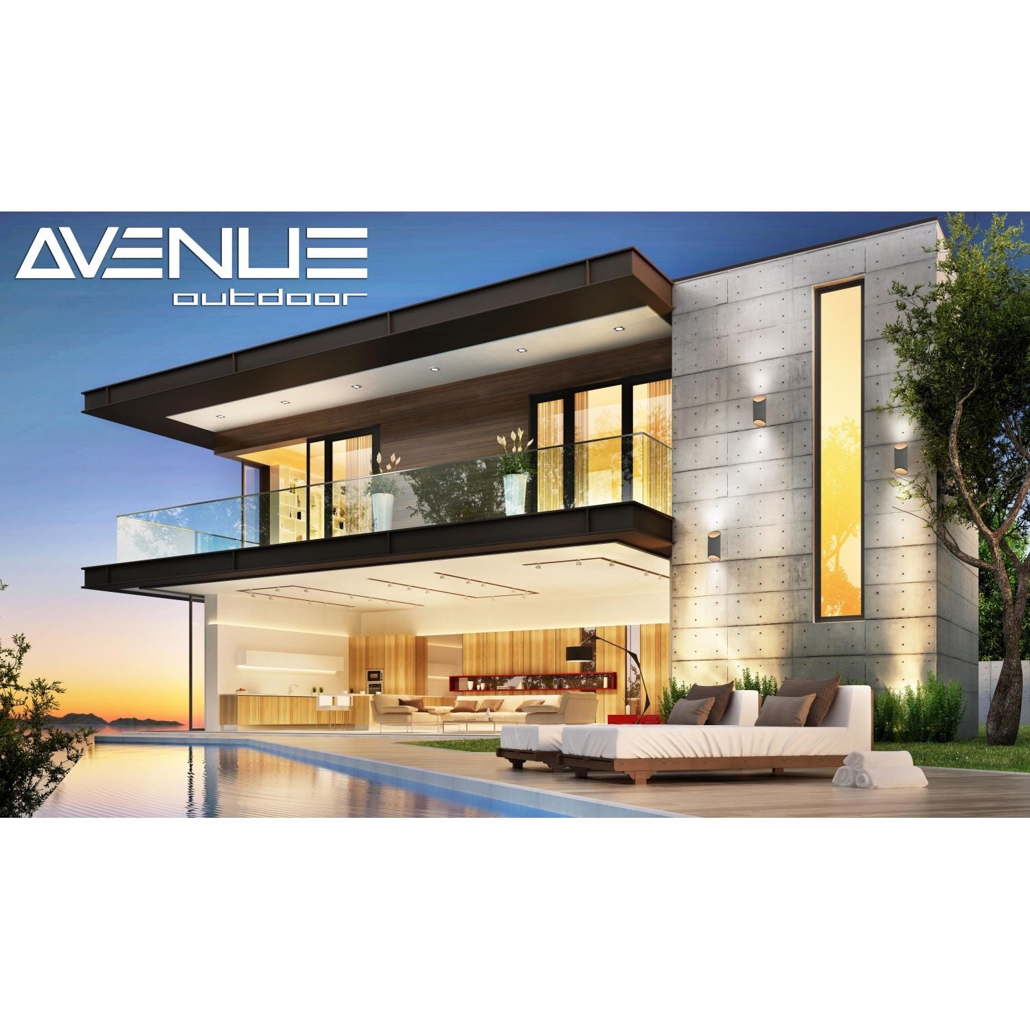 Avenue Cylindrique LED extérieure Murale Profil latéral AV9896-SLV — Projection murale de 7,6 cm (3 pouces), silhouette cylindrique argentée
