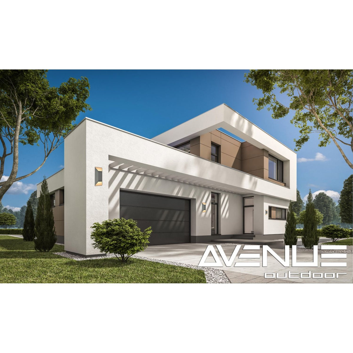 Avenue Outdoor Large Cylindrique LED Murale Profil latéral AV9899-SLV — Profondeur visible de 10 cm, section transversale circulaire sur le corps argenté