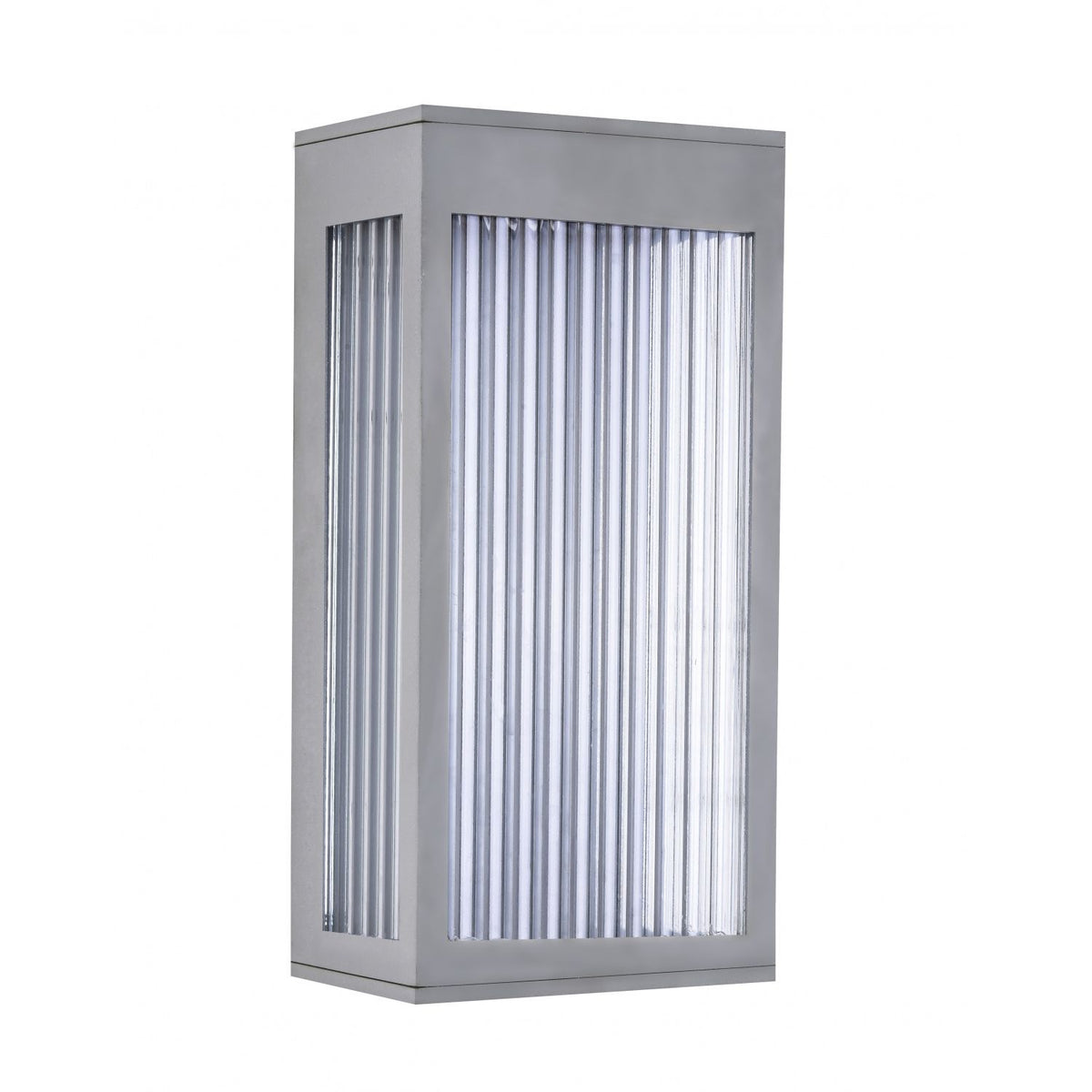 Avenue Outdoor Rectangular LED Wall Sconce AV9901-SLV side profile — low-profile 2-inch wall depth, silver frame edge