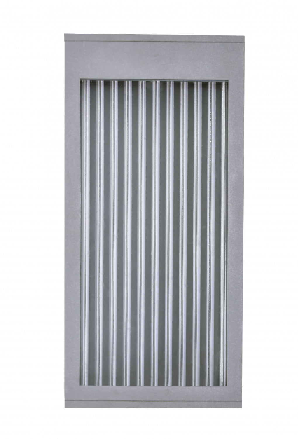 Avenue Outdoor Rectangular LED Murale AV9901-SLV trois quarts angle — boîtier argenté avec éclairage LED uniforme sur la face rectangulaire