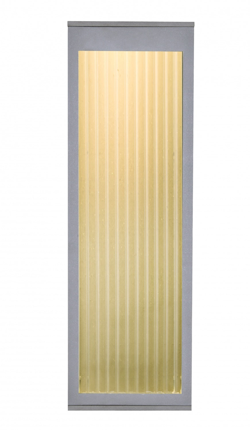 Avenue Outdoor Rectangular LED Murale AV9902-SLV, angle trois quarts — boîtier argenté avec éclairage LED uniforme sur la face rectangulaire