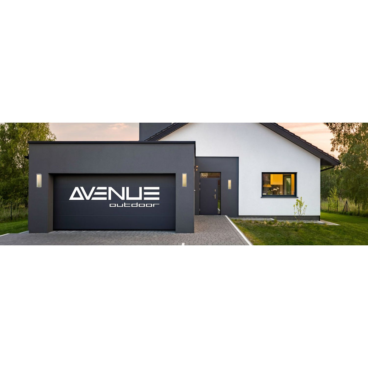 Avenue Outdoor Rectangular LED Wall Sconce AV9902-SLV side profile — low-profile 2-inch wall depth, silver frame edge