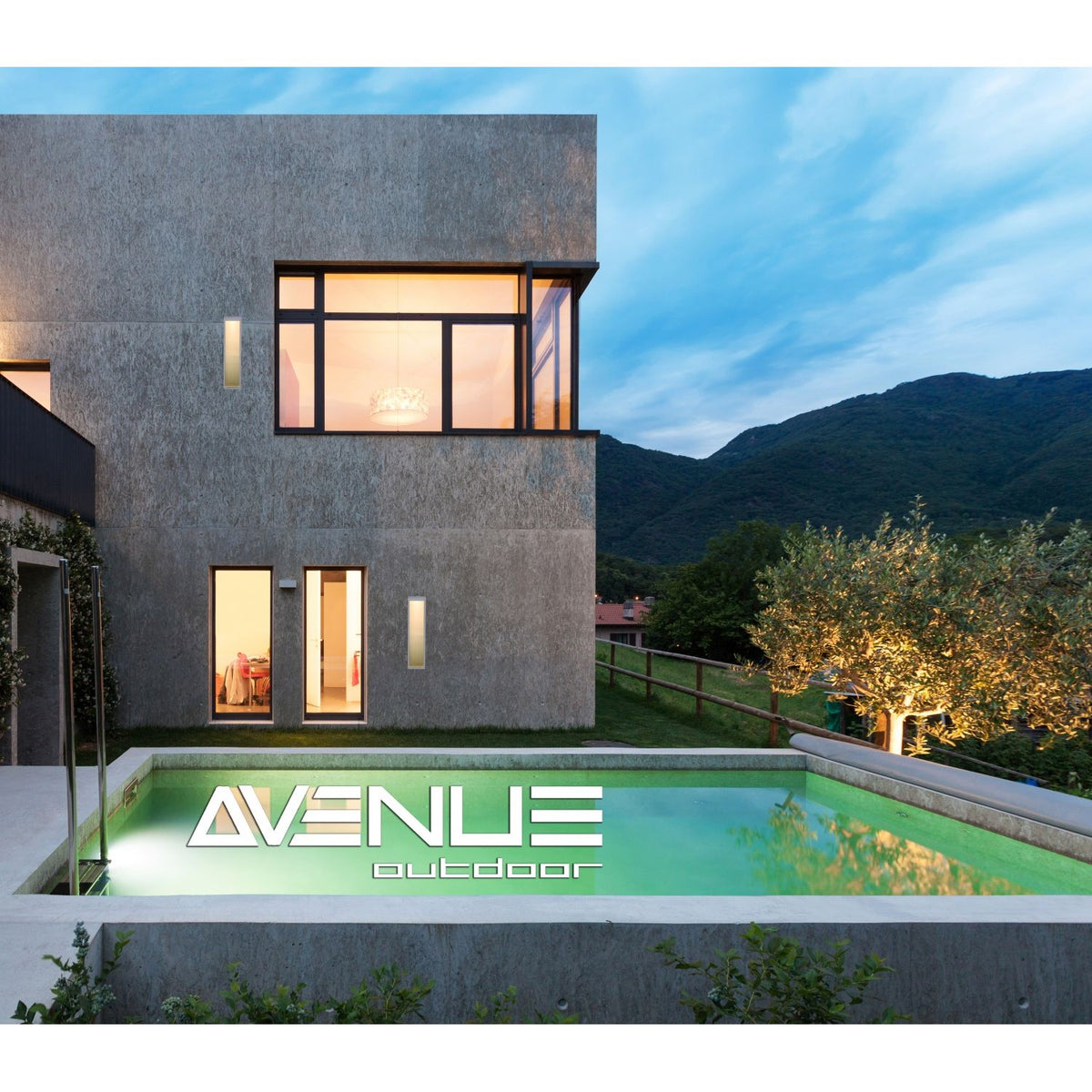 Avenue Outdoor Rectangular LED Wall Sconce AV9903-SLV side profile — low-profile 2-inch wall depth, silver frame edge