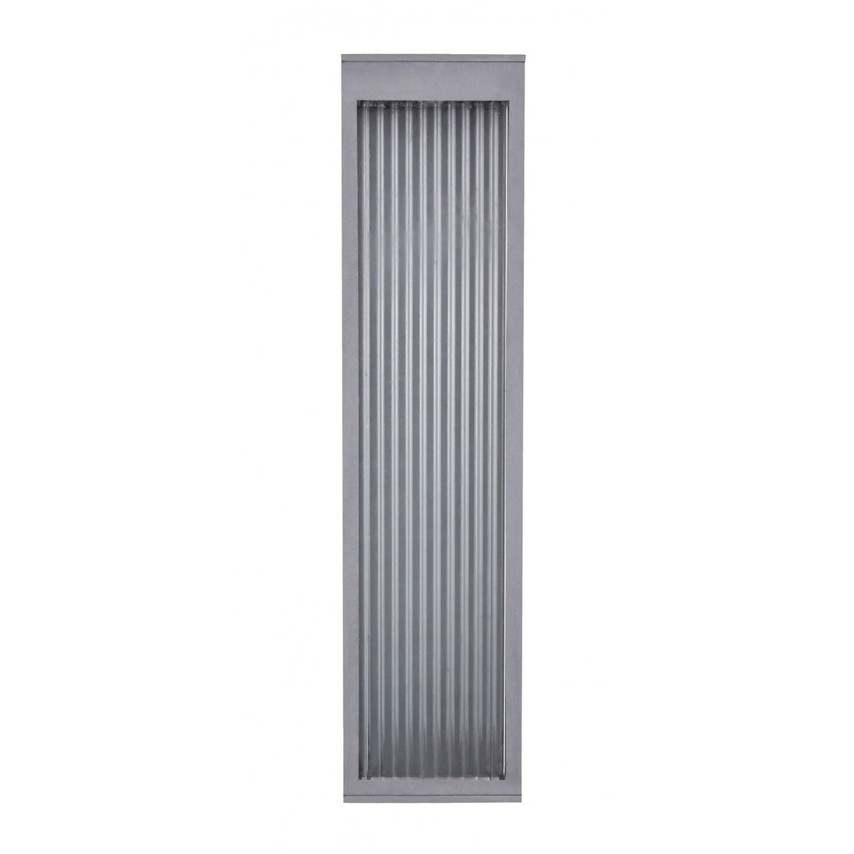 Avenue Outdoor Rectangular LED Wall Sconce AV9903-SLV front view — 24"H silver flat rectangle with frosted LED face panel, white background