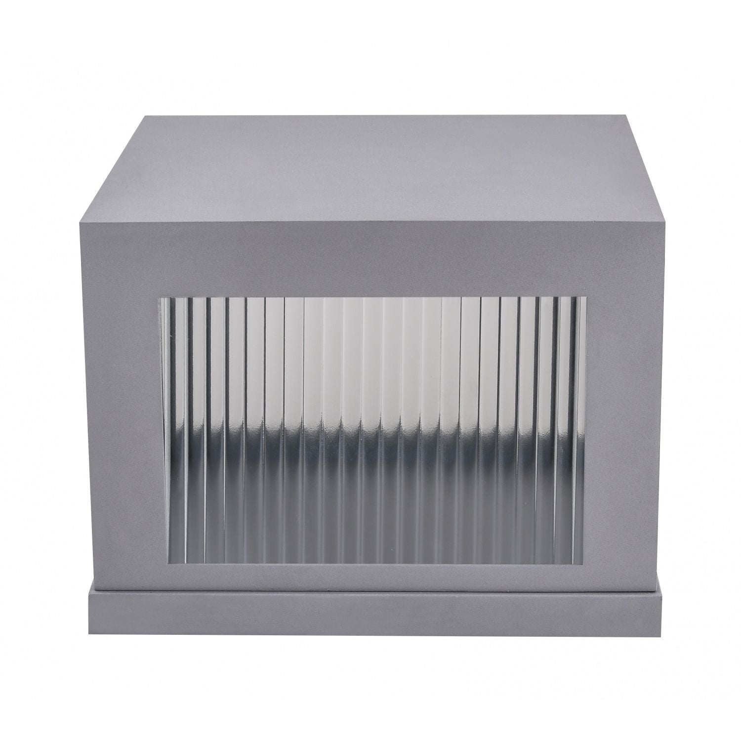 Avenue Outdoor LED Pillar Mount AV9904-SLV top view — 12" square silver post cap fixture with LED face, white background