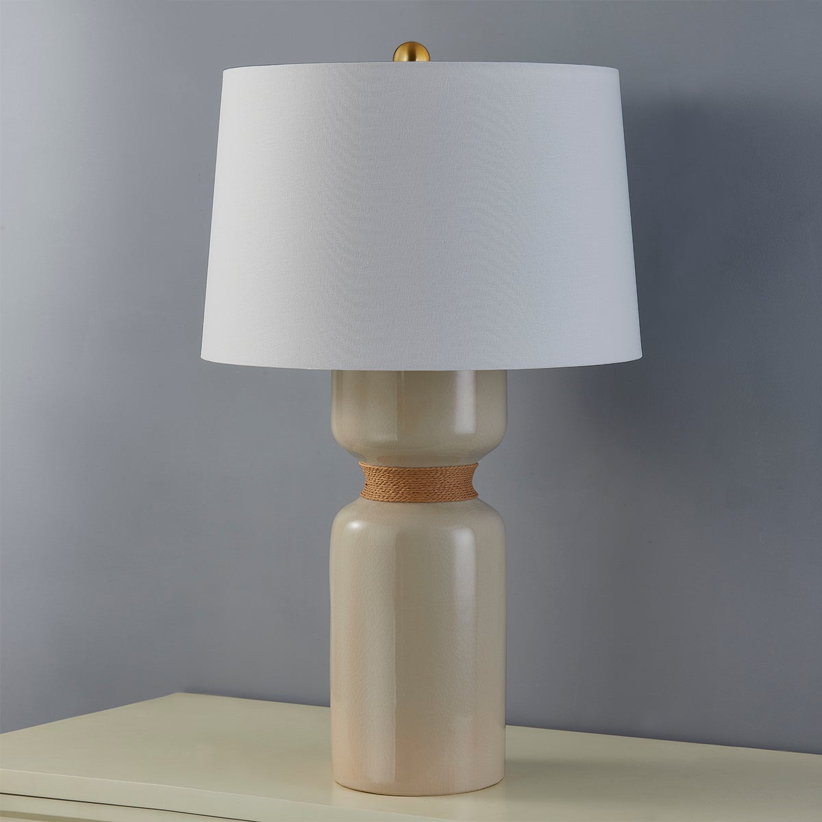 Hudson Valley Lighting BKO1101-AGB/CIC Mindy Table Lamp in Ceramic Ivory Crackle