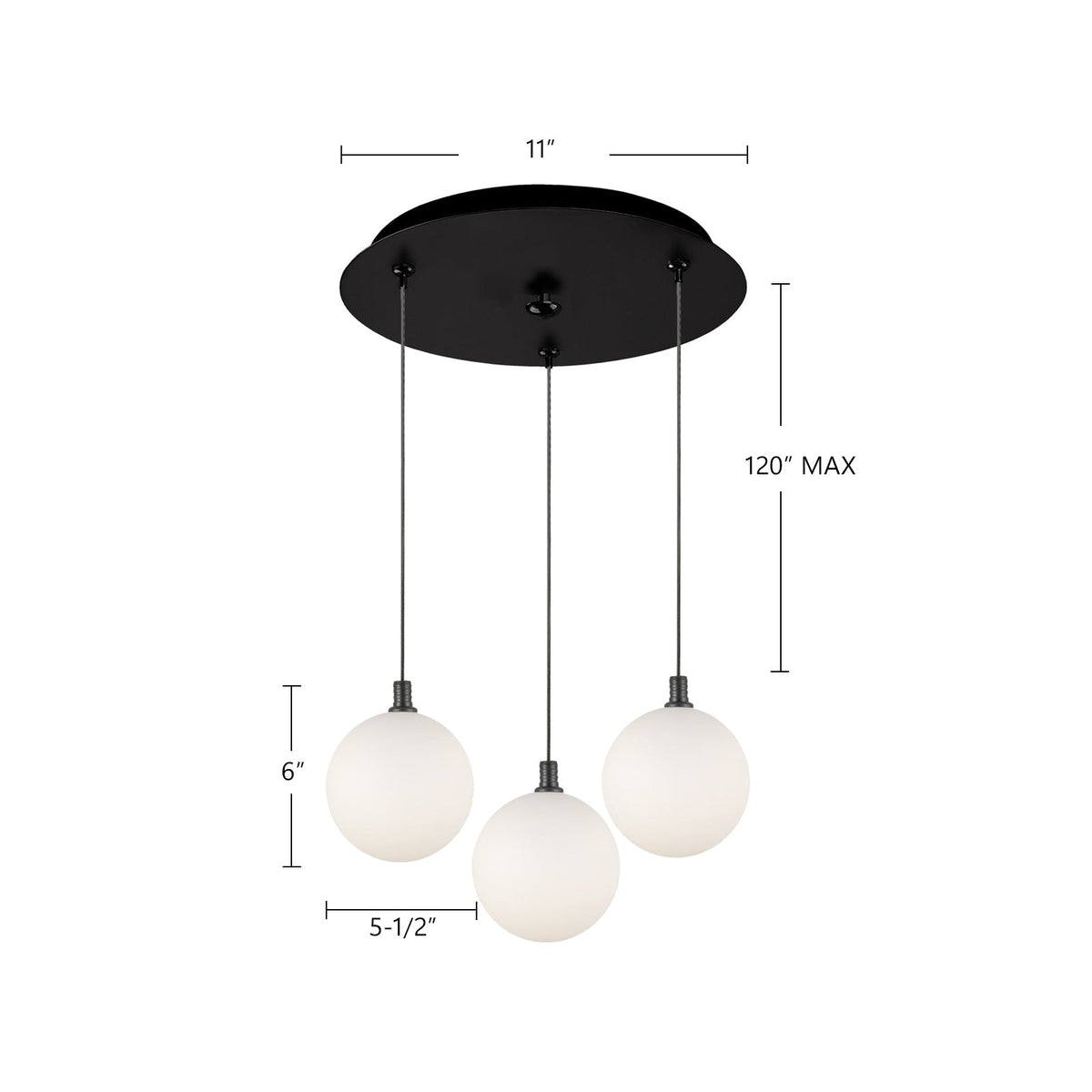 Kuzco Lighting MP3106BG-03 Bolla LED Multi Pendant in Brushed Gold