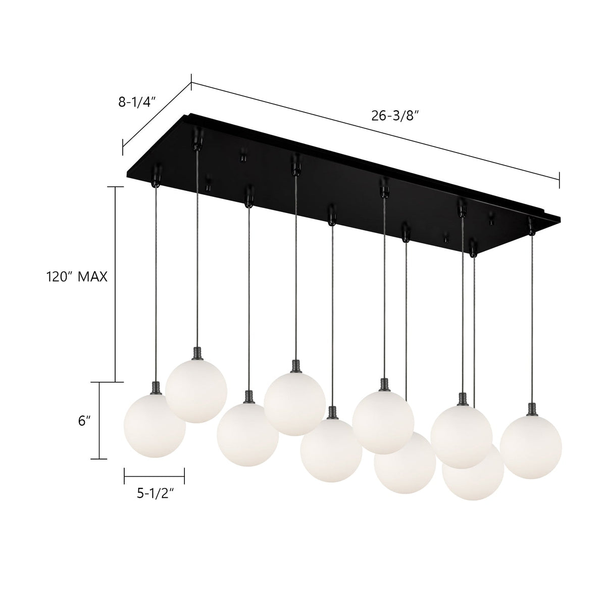 Kuzco Lighting MP3106BG-10 Bolla LED Multi Pendant in Brushed Gold