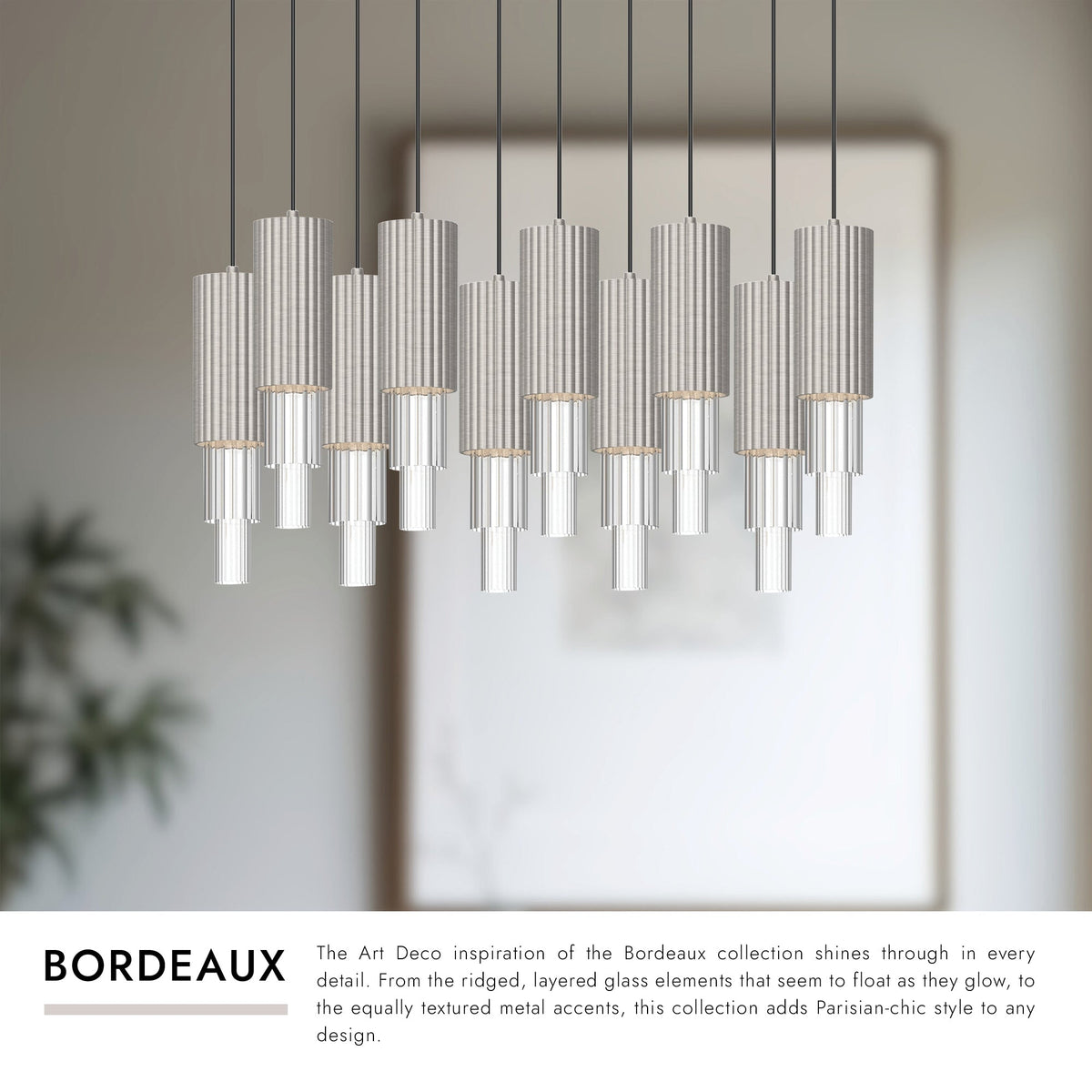 Alora Lighting MP502204BNCR-10 Bordeaux LED Multi Suspension en nickel brossé