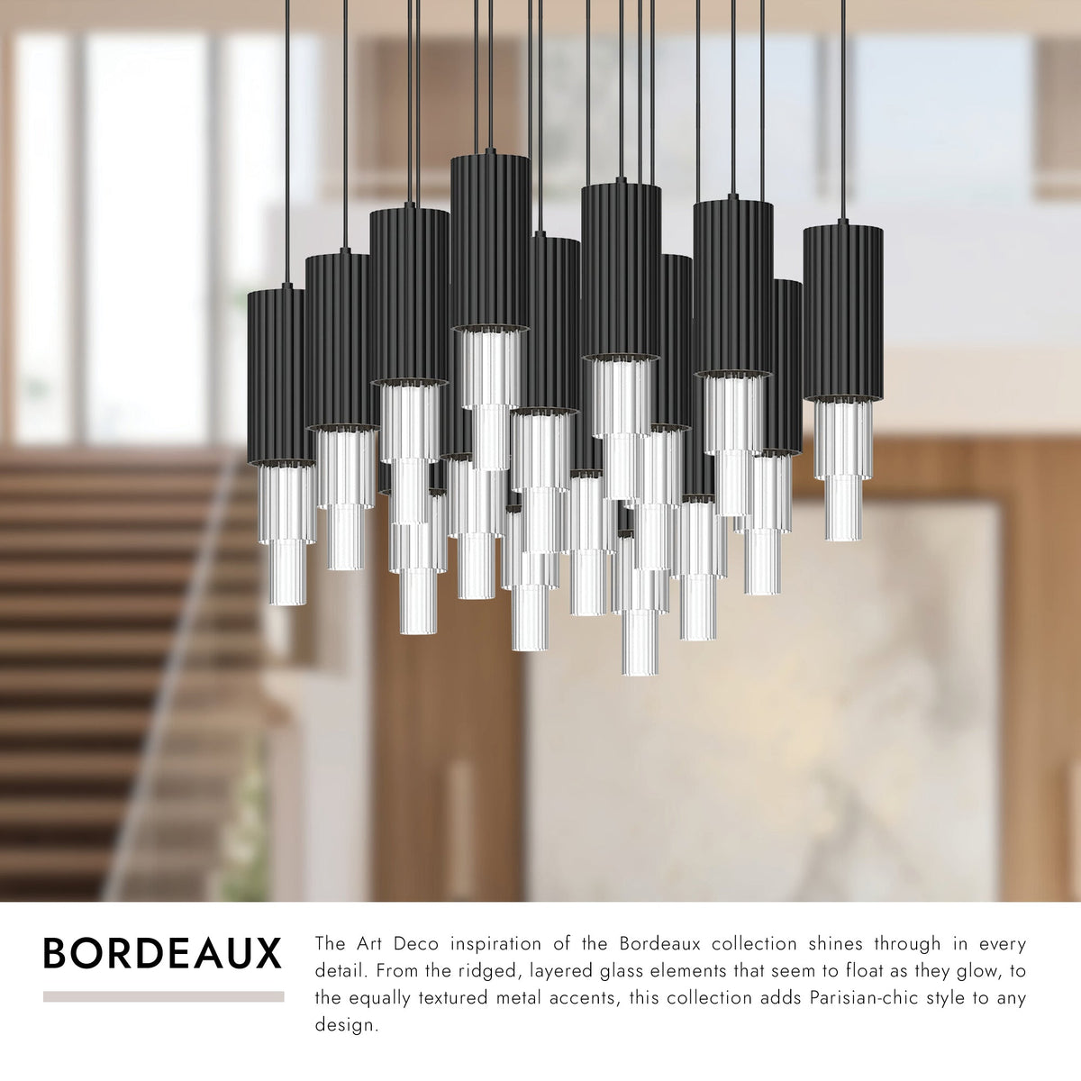 Alora Lighting MP502204BNCR-16 Bordeaux LED Multi Suspension en nickel brossé