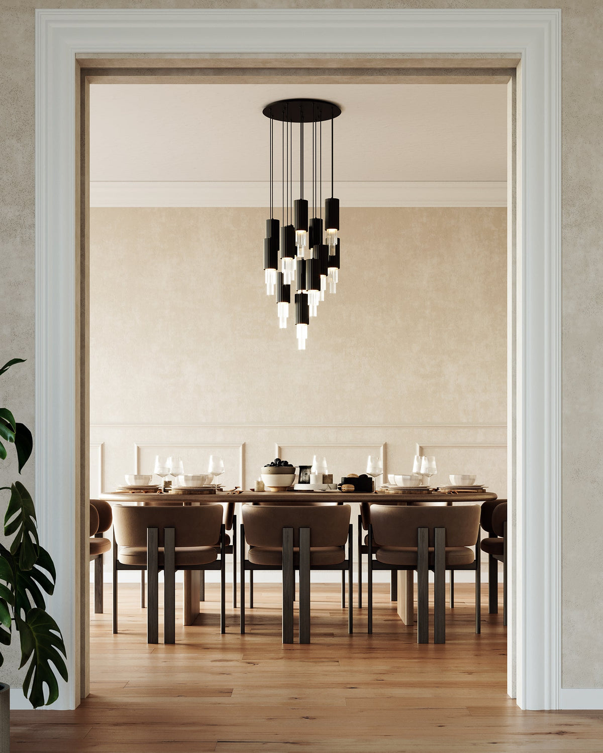 Alora Lighting MP502204BNCR-13 Bordeaux LED Multi Suspension en nickel brossé