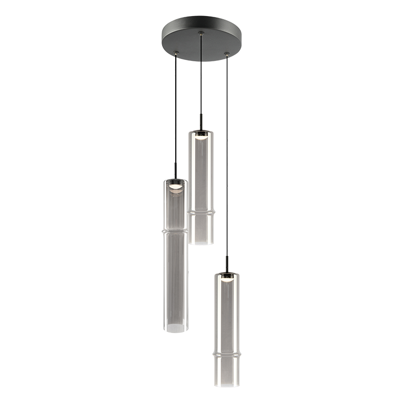Matteo Lighting C30603MBSM Bambu LED Multi-Light Pendant in Matte Black