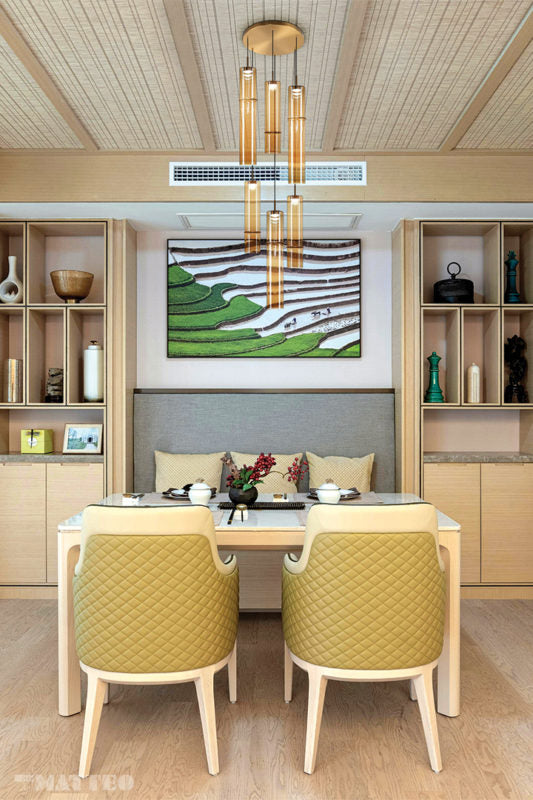 Matteo Lighting C30606AGAM Bambu LED Multi-Light Pendant in Aged Gold Brass
