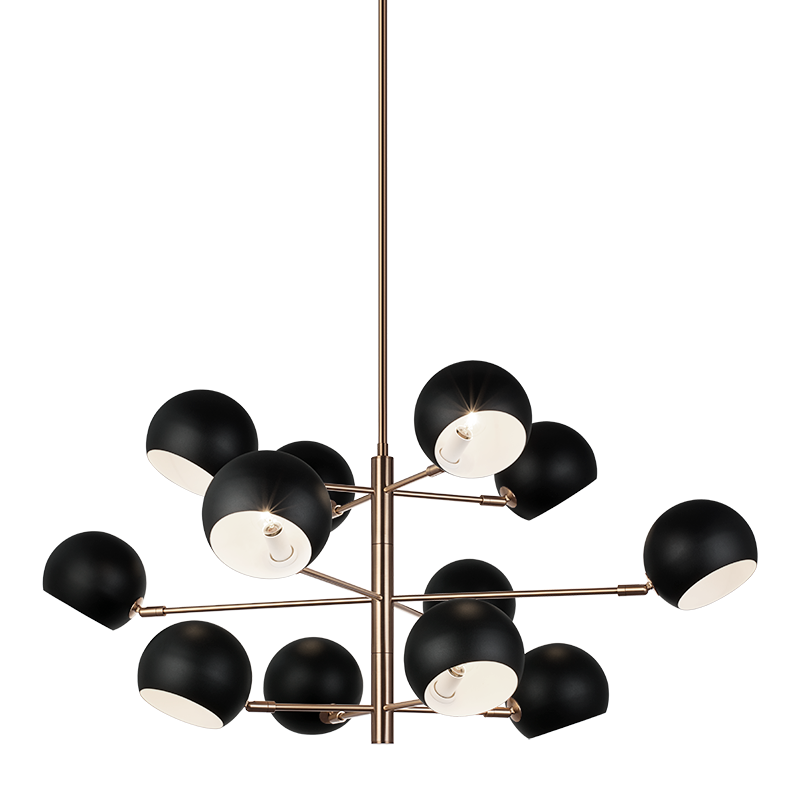 Matteo Lighting C31712MBAG Orb Chandelier in Matte Black with White Interior