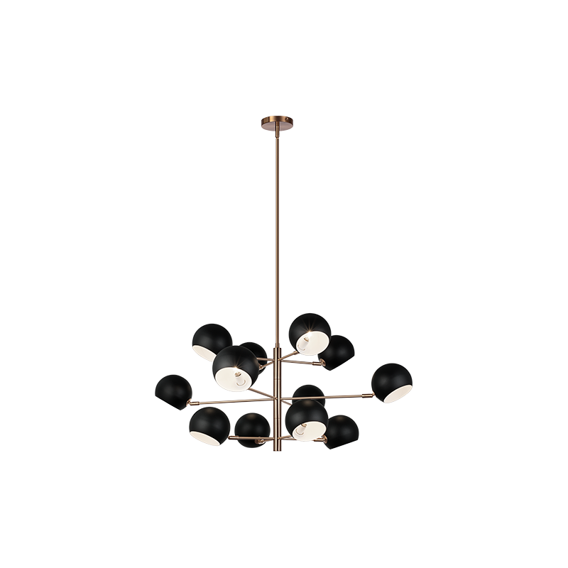 Matteo Lighting C31712MBAG Orb Chandelier in Matte Black with White Interior