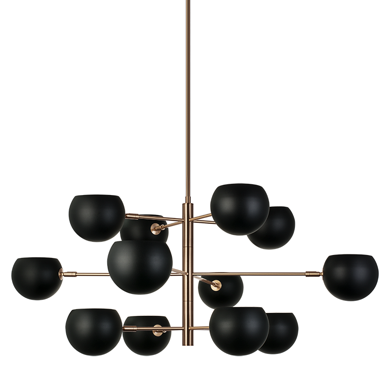 Matteo Lighting C31712MBAG Orb Chandelier in Matte Black with White Interior