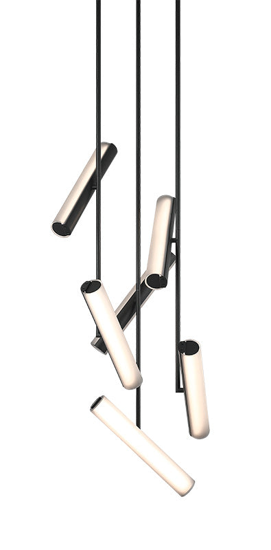 Matteo Lighting C32206MBSM Axis LED Chandelier in Matte Black