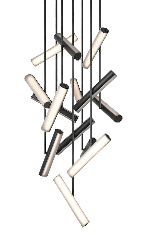 Matteo Lighting C32214MBSM Axis LED Chandelier in Matte Black