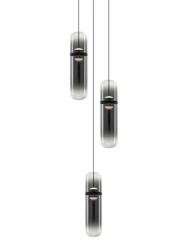 Matteo Lighting C32603MBSM Amulet LED Multi-Light Pendant in Matte Black