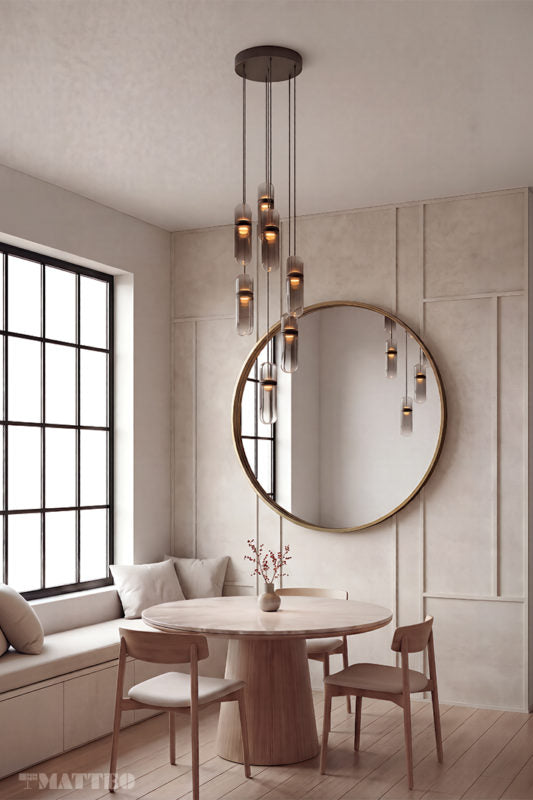 Matteo Lighting C32603MBSM Amulet LED Multi-Light Pendant in Matte Black