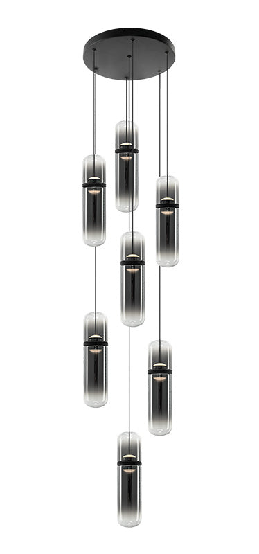 Matteo Lighting C32607MBSM Amulet LED Multi-Light Pendant in Matte Black