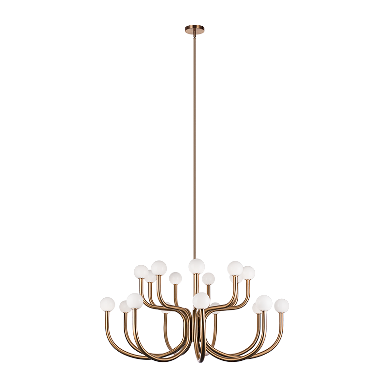 Matteo Lighting C34218AGOP Joelle 2-Tier Chandelier in Aged Gold Brass
