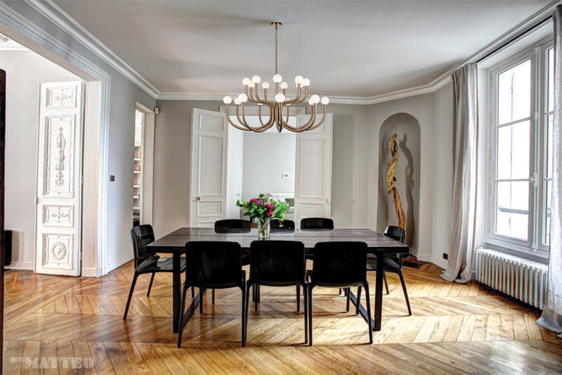 Matteo Lighting C34218AGOP Joelle 2-Tier Chandelier in Aged Gold Brass