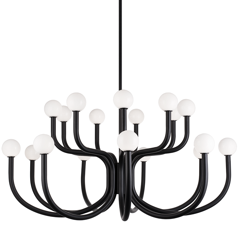 Matteo Lighting C34218MBOP Joelle 2-Tier Chandelier in Matte Black