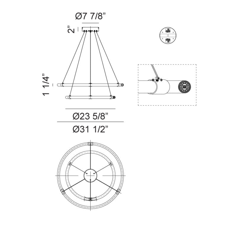 Matteo Lighting C34856MB Inkara LED 2-Tier Chandelier in Matte Black