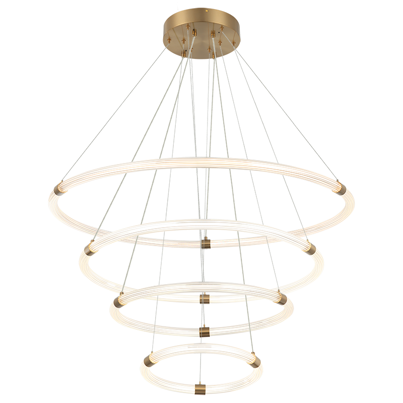 Matteo Lighting C34899AG Inkara LED 4-Tier Chandelier in Aged Gold Brass