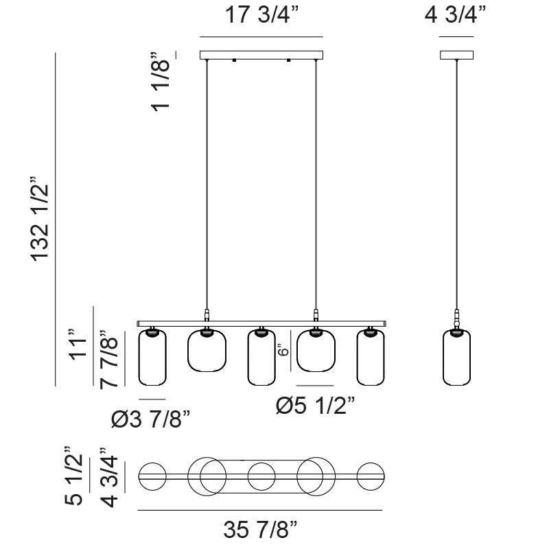 Matteo Lighting C37405MBSM Refrax LED Linear Pendant in Matte Black