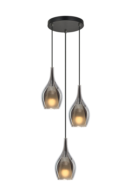 Matteo Lighting C37503MBSM Jericho Multi-Light Pendant in Matte Black
