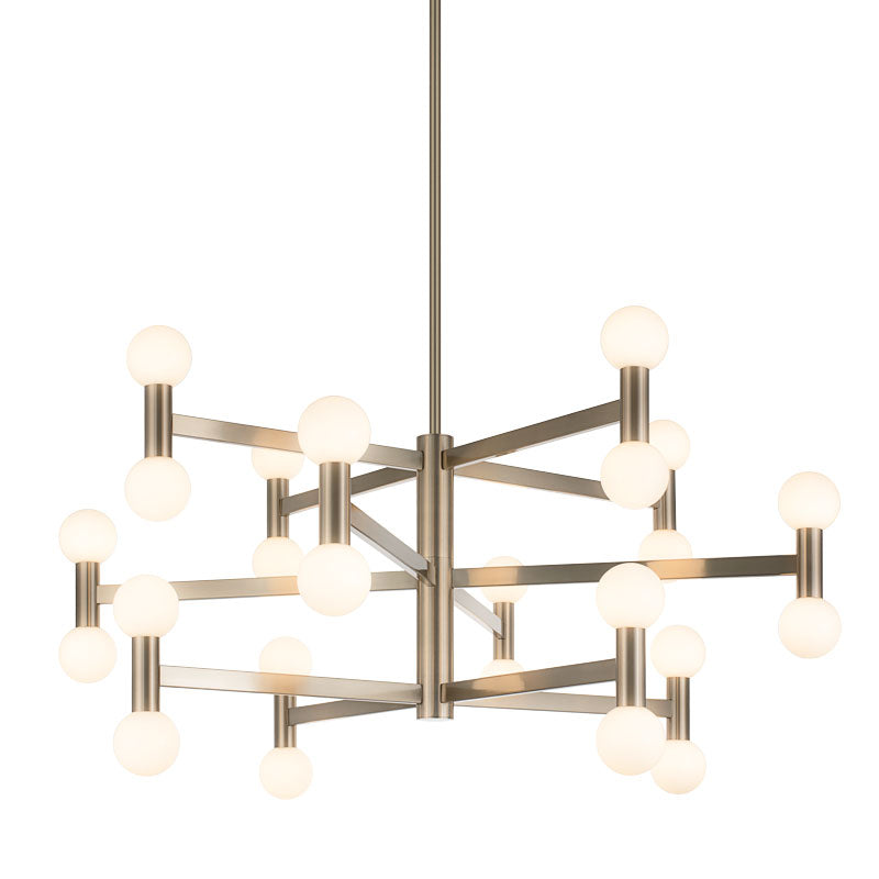 Matteo Lighting C44124CGOP Interstellar LED 3-Tier Chandelier in Champagne Gold