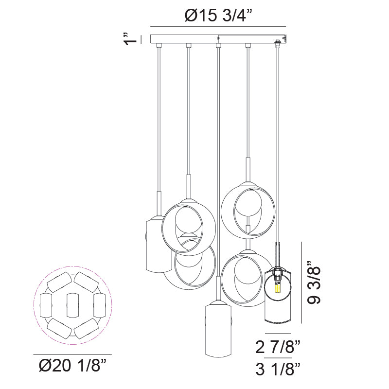 Matteo Lighting C60607BKSM Delcia LED Chandelier in Black