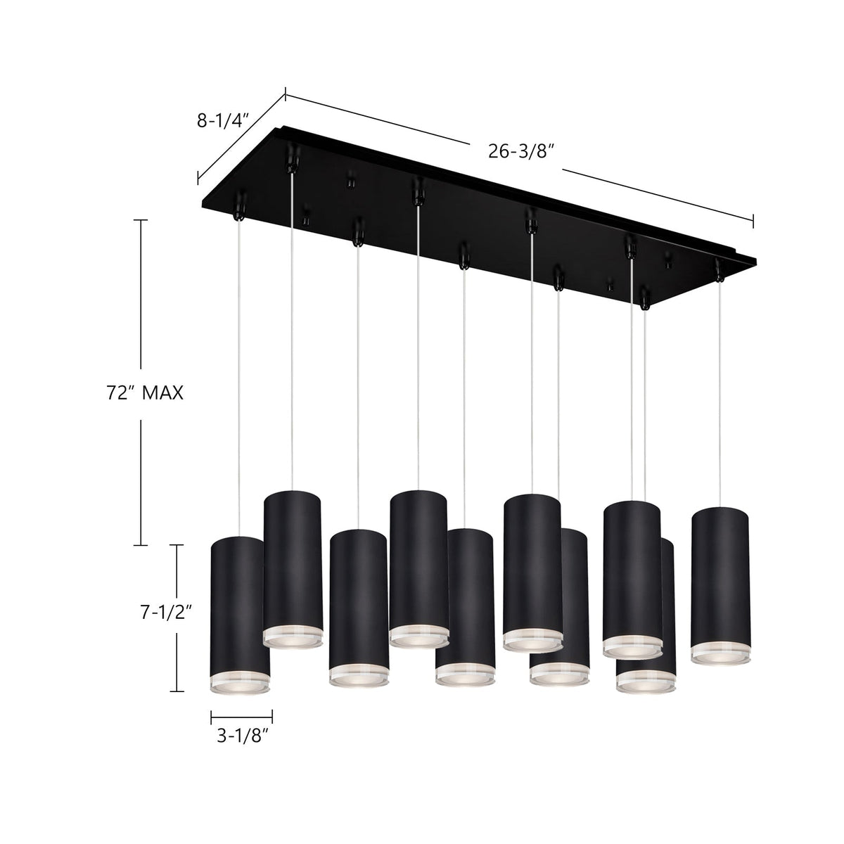Kuzco Lighting MP401431BK-10 Cameo LED Multi Suspension en noir