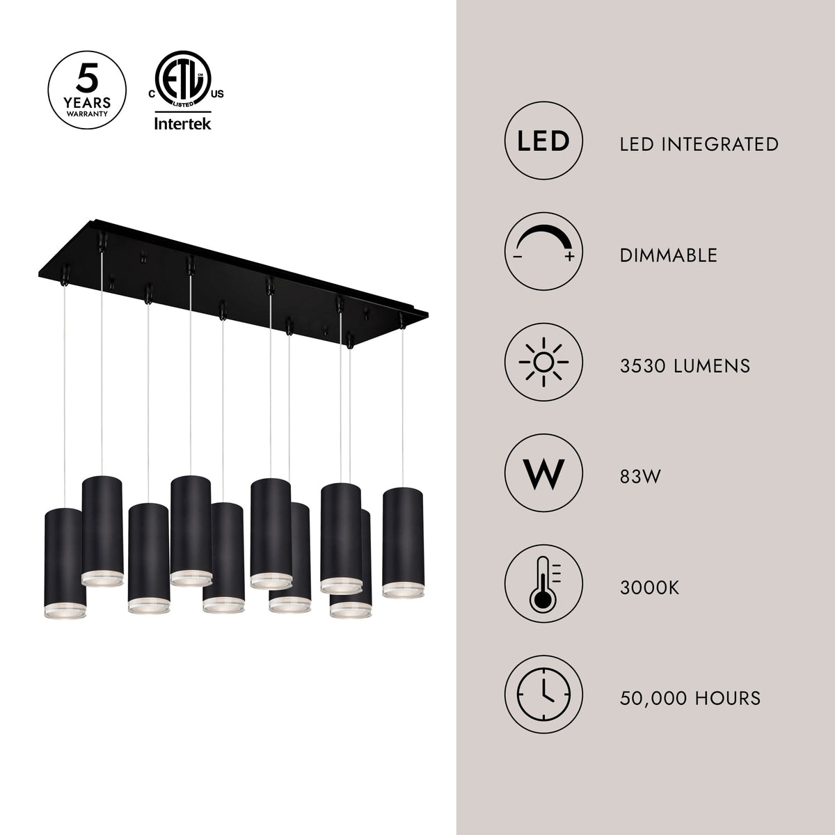Kuzco Lighting MP401431BK-10 Cameo LED Multi Suspension en noir