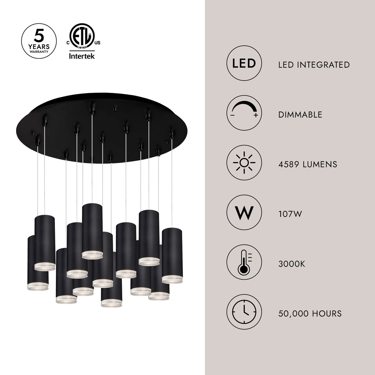 Kuzco Lighting MP401431BK-13 Cameo LED Multi Suspension en noir