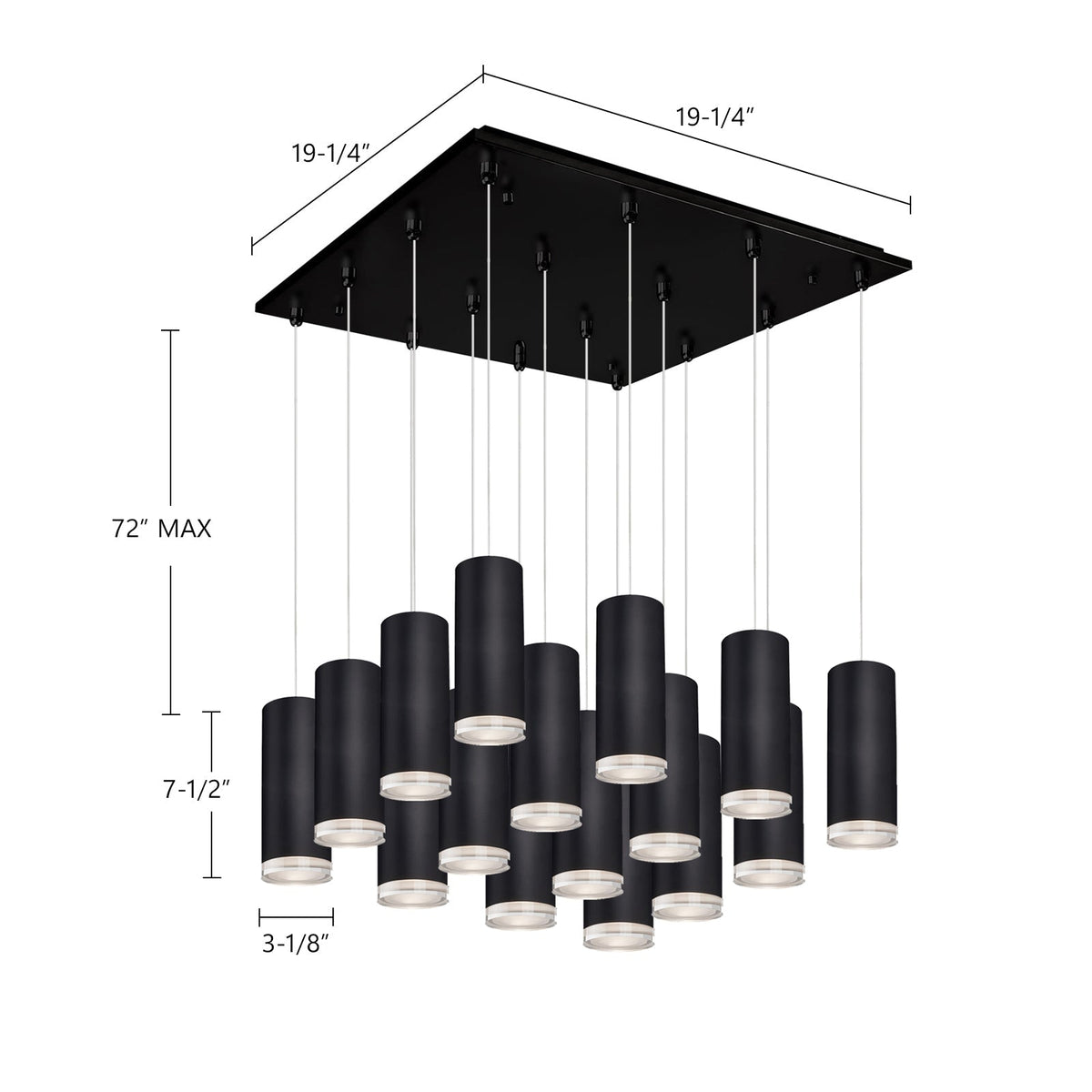 Kuzco Lighting MP401431BK-16 Cameo LED Multi Suspension en noir