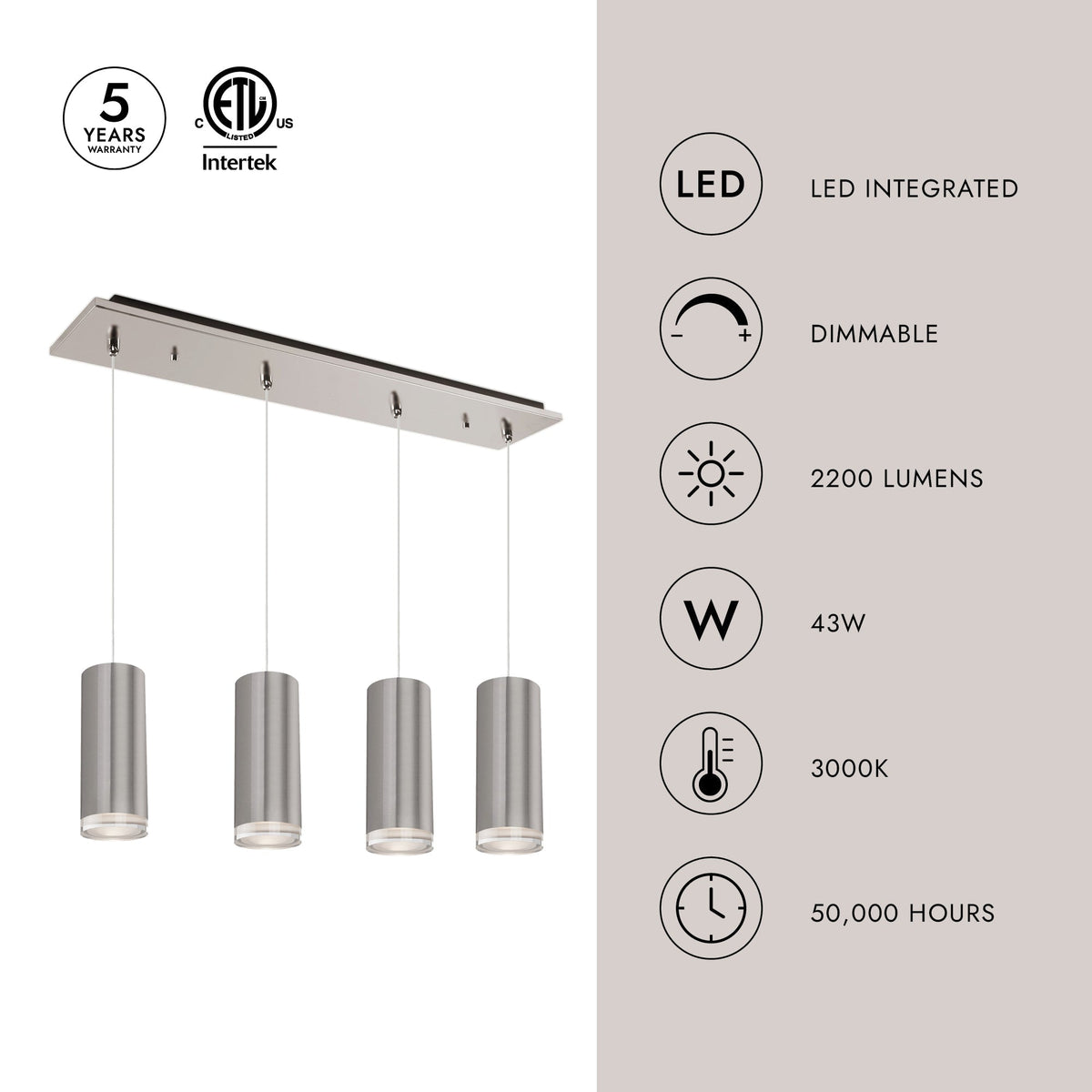 Kuzco Lighting MP401432BK-04 Cameo LED Multi Suspension en noir