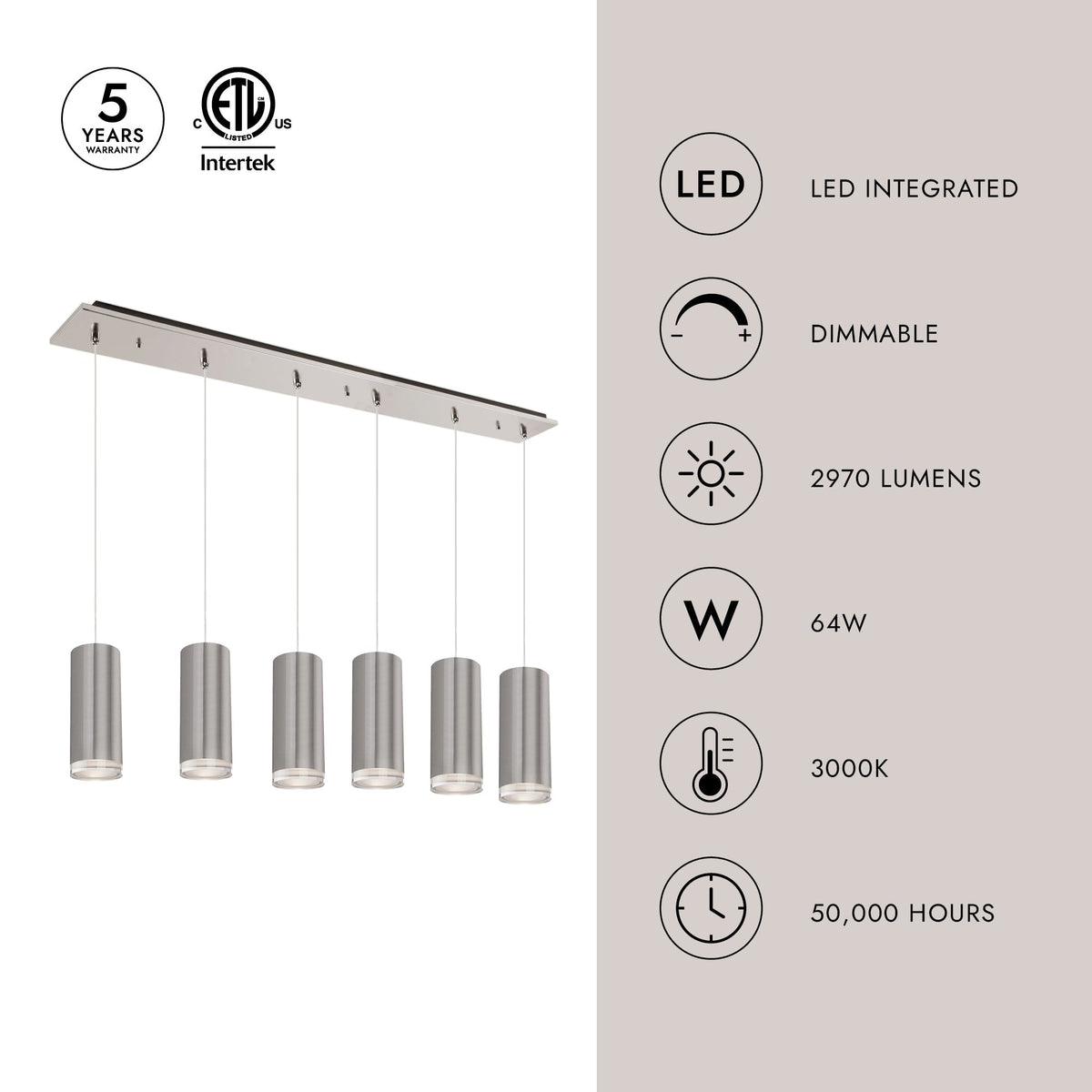 Kuzco Lighting MP401432BK-06 Cameo LED Multi Suspension en noir