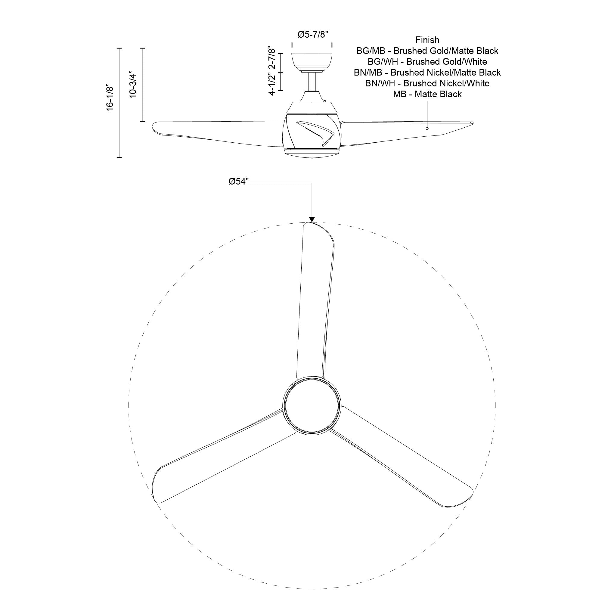 Kuzco Lighting CF91954-DRAWING Thalia Ceiling Fan