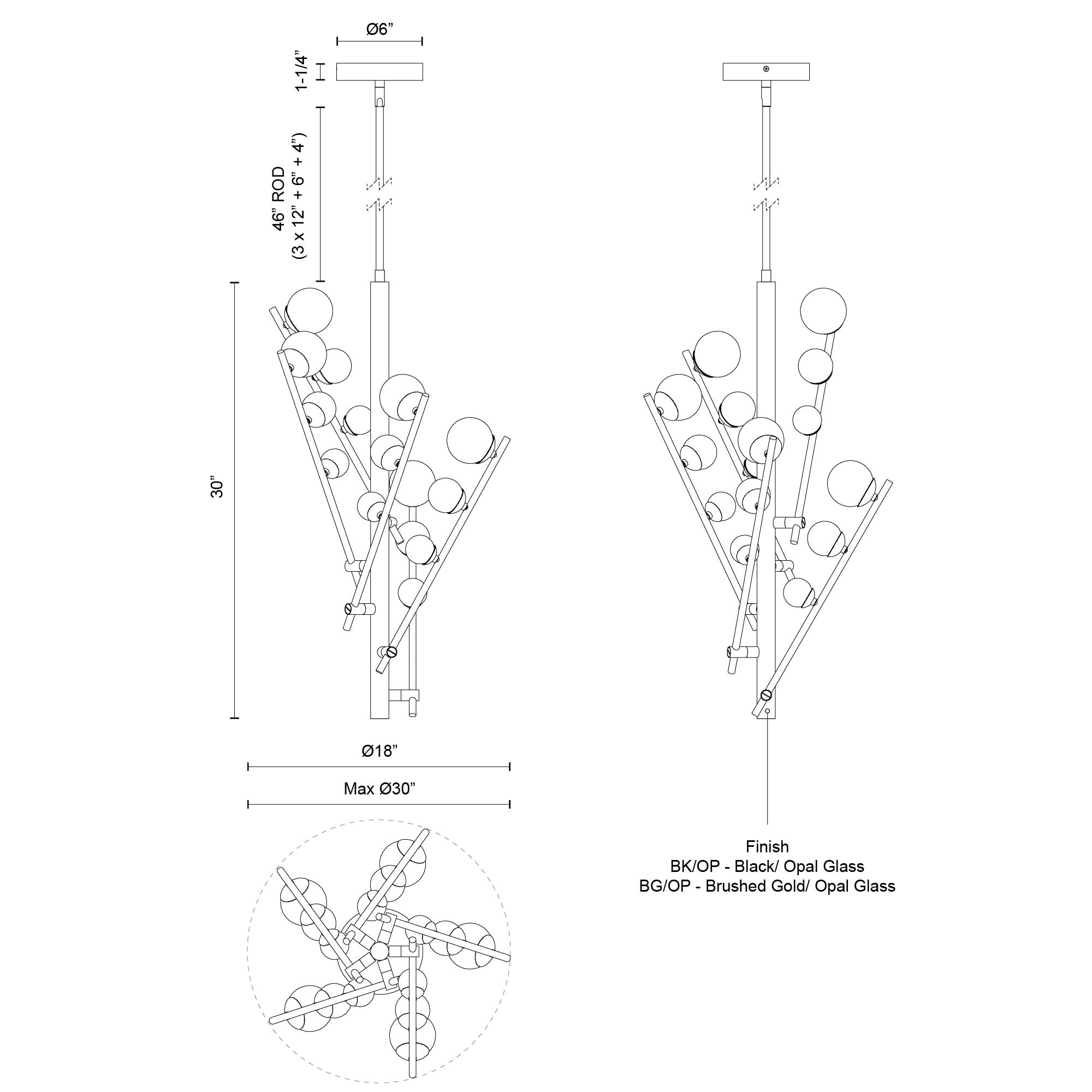 Kuzco Lighting CH55530-DRAWING-1 Cypress Chandelier