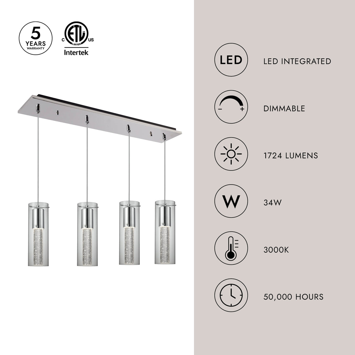 Kuzco Lighting MP4401CH-04 Champagne LED Multi Suspension dans Chrome