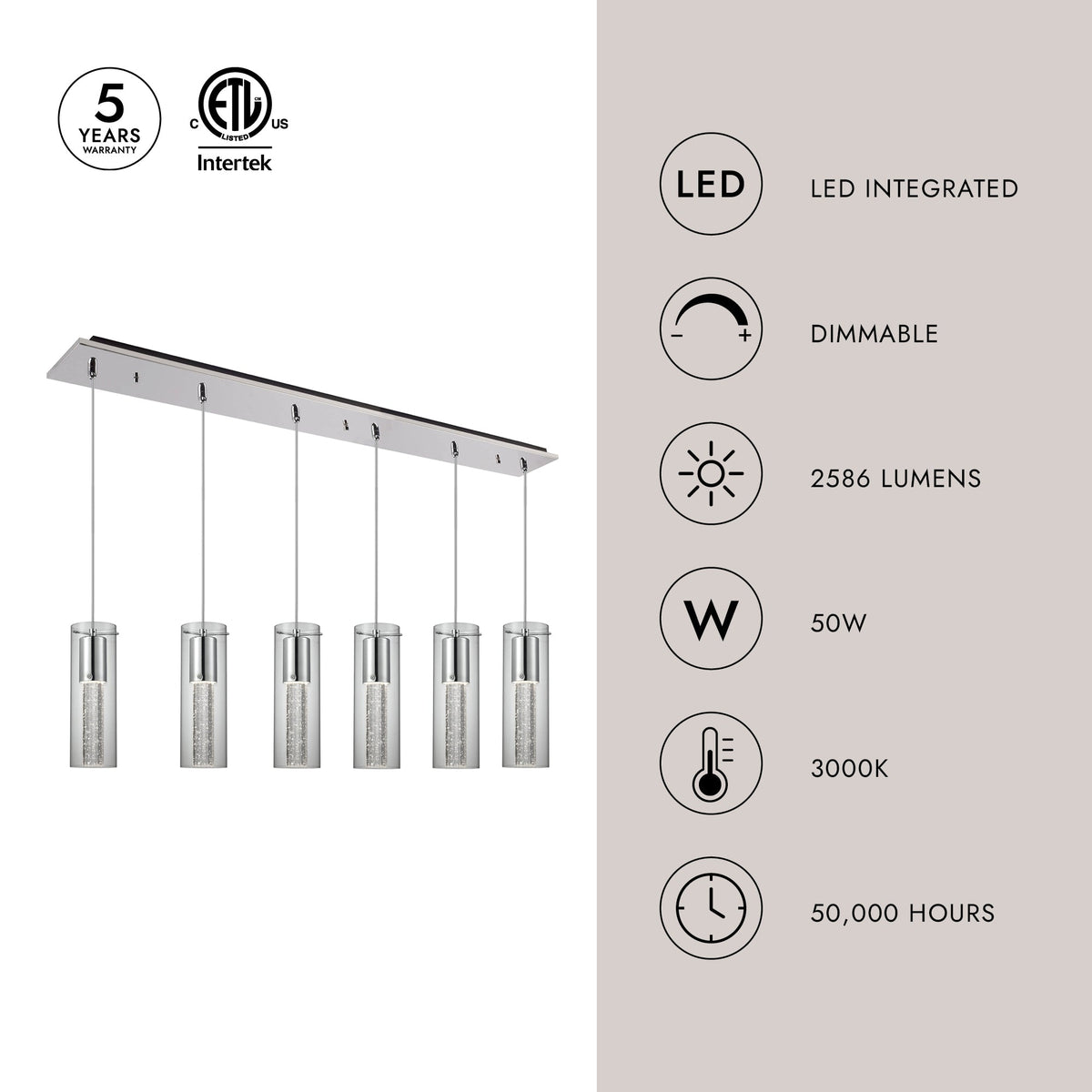 Kuzco Lighting MP4401CH-06 Champagne LED Multi Suspension dans Chrome
