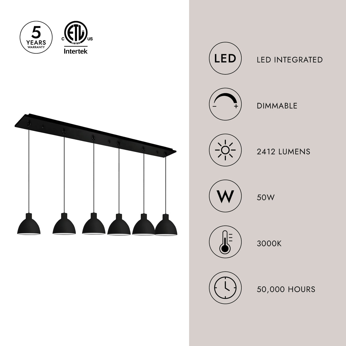 Kuzco Lighting MP1706BK-06 Chroma LED Multi Pendant in Black