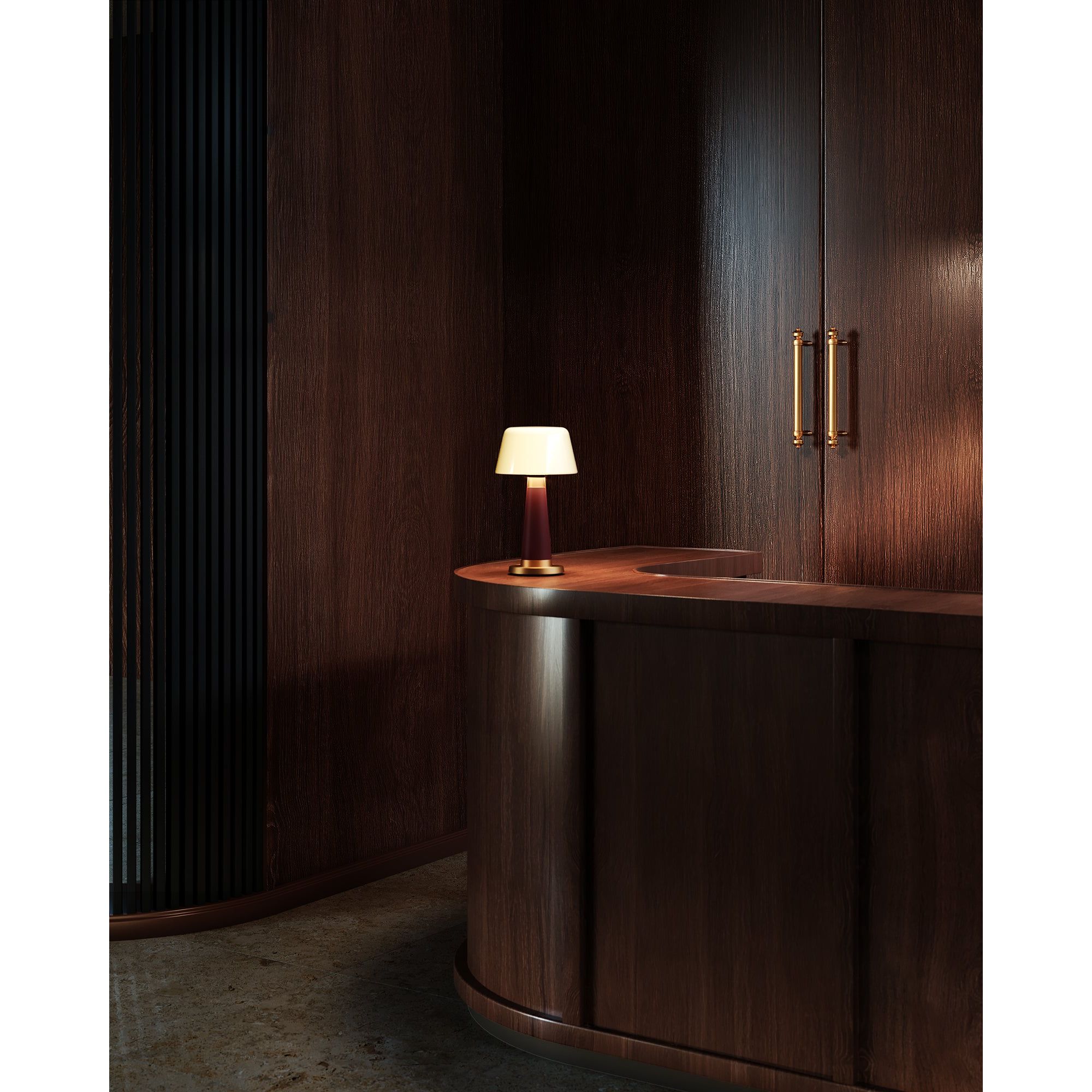 Alora Canada - TL314106EVL - LED Lampe de table - Clémence - Cuir végan Espresso